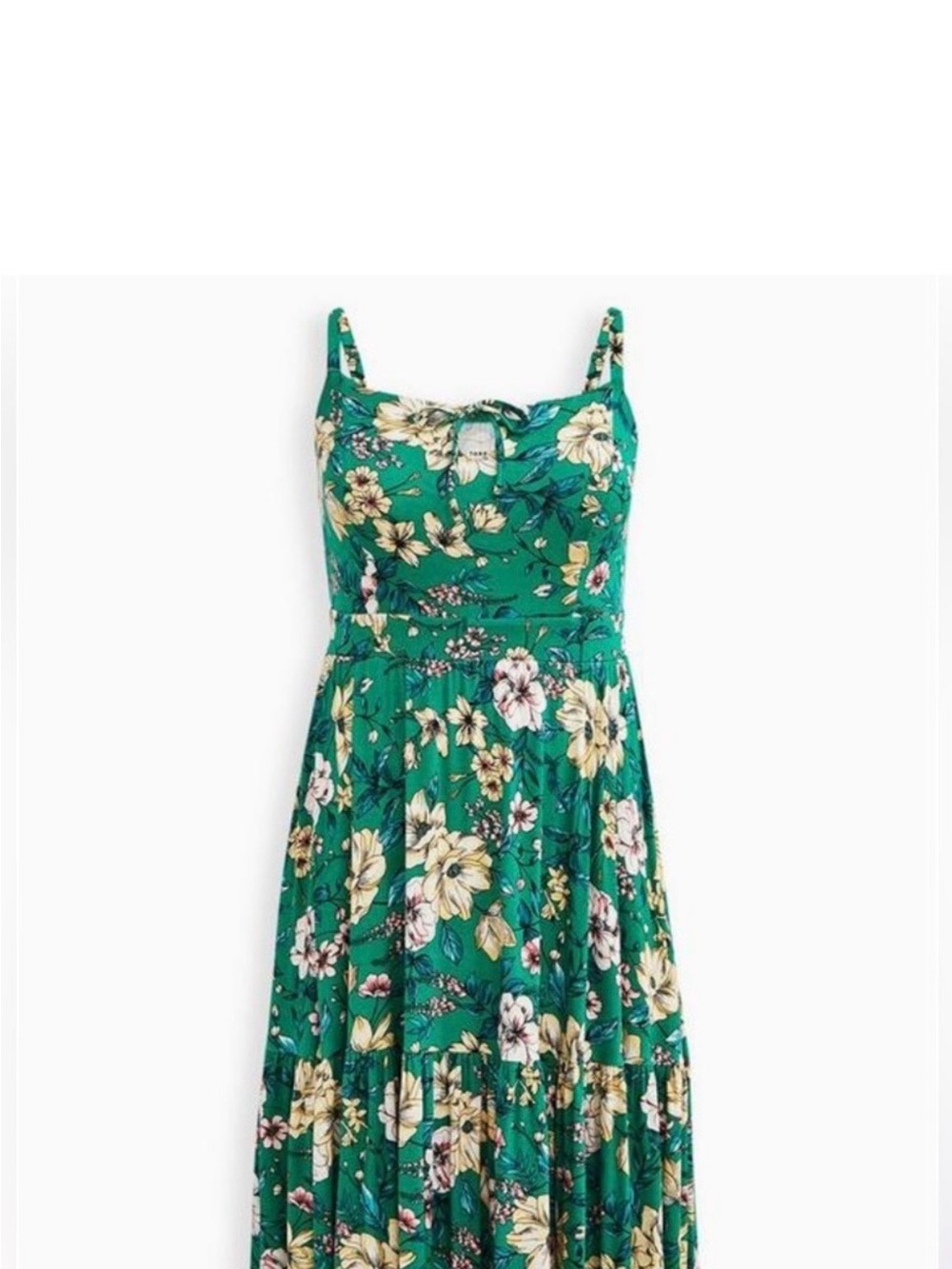 torrid Green Floral Maxi Dress with Spaghetti Straps